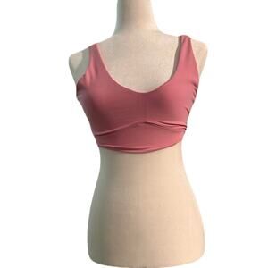 WILO Pink Ribbed Sports Bra Logo Accent Women’s Size Small